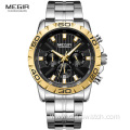 MEGIR Watch 2087 Casual Brand Stainless Steel Waterproof Watches Men Wrist Luxury Quartz Business Wristwatches Relogio Masculino